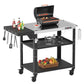 PARGRILL Outdoor Grill Prep Cart with 3 Shelves, Foldable Side Table, Lockable Wheels, 200 LBS Capacity, 46.6" x 20"
