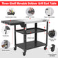 PARGRILL Outdoor Grill Prep Cart with 3 Shelves, Foldable Side Table, Lockable Wheels, 200 LBS Capacity, 46.6" x 20"