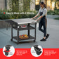 PARGRILL Outdoor Grill Prep Cart with 3 Shelves, Foldable Side Table, Lockable Wheels, 200 LBS Capacity, 46.6" x 20"