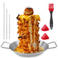 PARGRILL Stainless Steel Al Pastor Skewer Stand for Grill – 3 Spikes (8"/10"/12") with Brush & Heat-Resistant Fittings