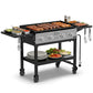ARGRILL 36" Gas Griddle, 4 Independent Burners Propane Flat Top Grill with Side Tables, 60,000 BTU Outdoor Griddle Station with Wheels for Backyard BBQ