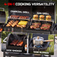 PARGRILL 2-Burner Gas and Charcoal Grill Combo with Offset Smoker and Side Burner, 808 Sq. In. Total Cooking Area, 30,000 BTU, Outdoor BBQ, Black(W)