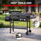PARGRILL 2-Burner Gas and Charcoal Grill Combo with Offset Smoker and Side Burner, 808 Sq. In. Total Cooking Area, 30,000 BTU, Outdoor BBQ, Black(W)