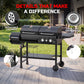 PARGRILL 2-Burner Gas and Charcoal Grill Combo with Offset Smoker and Side Burner, 808 Sq. In. Total Cooking Area, 30,000 BTU, Outdoor BBQ, Black(W)