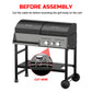 PARGRILL 2-Burner Gas and Charcoal Grill Combo with Offset Smoker and Side Burner, 808 Sq. In. Total Cooking Area, 30,000 BTU, Outdoor BBQ, Black(W)